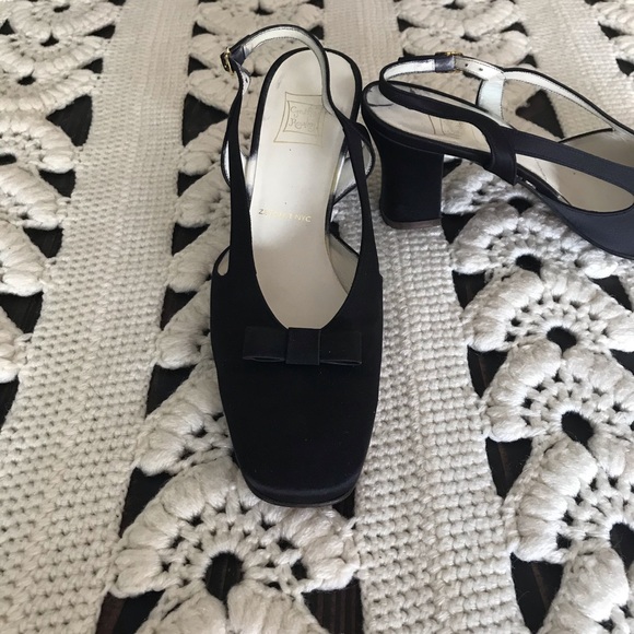 Cynthia Rowley Vintage Satin Black Kitten Mule - Picture 7 of 16